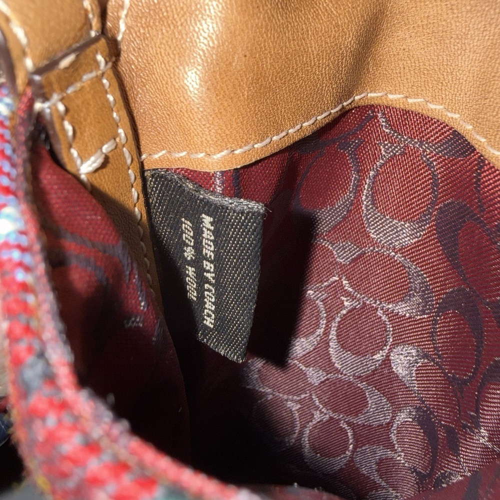 Vintage Coach Plaid Wool Turnlock Top Handle Phone Bag Pouch Bag Charm Tassel - Picture 10 of 14